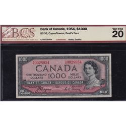 1954 Bank of Canada $1000 Devil's Face.