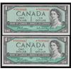 Image 1 : 1954 Bank of Canada $1 Consecutive Pair.
