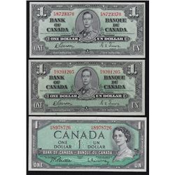 Bank of Canada $1 Lot of Three.