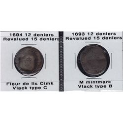 1693 & 1694 Fleur-de-Lis Mintmarked Douzain.