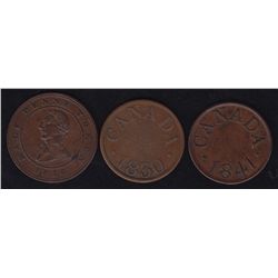 Lot of 3 Lower Canada Tokens.