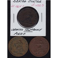 Lot of 3 Lower Canada Tokens.