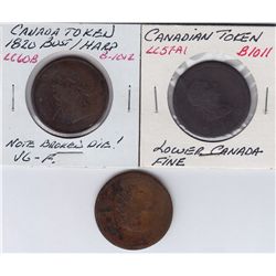 Lot of 3 Lower Canada Tokens.