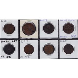 Lot of 8 Colonial Holed Tokens.