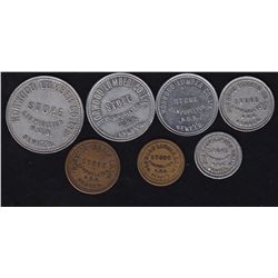 Lot of 7 Newfoundland Trade Tokens.