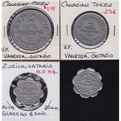 Lot of 4 Ontario Trade Tokens.