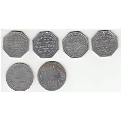 Lot of 6 Ottawa Tokens.