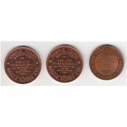 Lot of 3 Hamilton Stamp & Stencil Advertising Medals.
