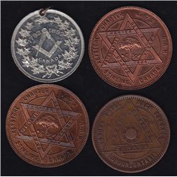 Lot of 4 Fraternal Tokens.