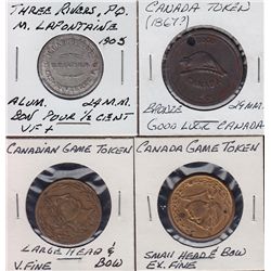 Lot of 4 Canada Gaming and Trade Tokens.