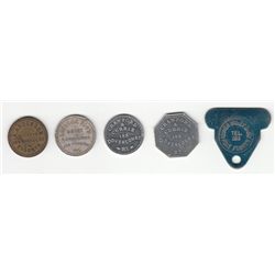 Lot of 5 Ontario Milk Tokens.