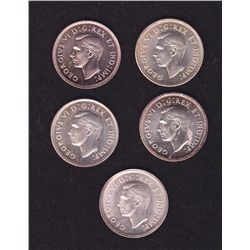 Lot of 5 Mint State Ten Cents