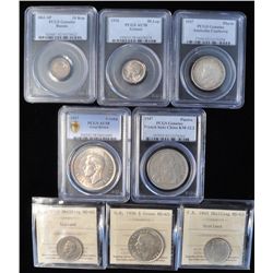Lot of 8 Graded Foreign Coins
