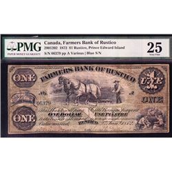 1872 Farmer's Bank of Rustico $1.