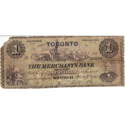 1868 Merchants Bank of Canada $1.