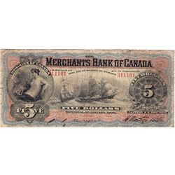 1900 Merchants Bank of Canada $5.