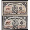 Image 1 : Lot of 2 Dominion of Canada Twenty Five Cents