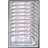 Lot of 10 Consecutive 1954 Bank of Canada $5