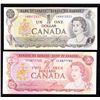 Image 1 : Lot of 2 Bank of Canada Notes 1973 BOC $1 & 1974 BOC $2