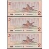 Image 1 : 1986 Bank of Canada $2 Lot of 3 Sequential