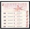 Image 1 : Lot of 5 Consecutive 1986 Bank of Canada $2 Replacement Notes
