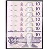Image 2 : Lot of 7 Consecutive 1989 Bank of Canada $10 Replacement Notes