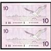 Image 1 : Lot of 2 Consecutive 1989 Bank of Canada $10 Replacement Notes
