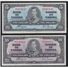 Image 1 : Lot of 2 Bank of Canada $5 & $10
