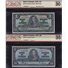 Lot of 4 1937 Bank of Canada Banknotes