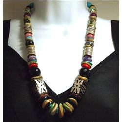 Navajo Green Mountain Turquoise & Multi-Stone Necklace - Richard Singer