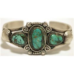 Old Pawn Navajo Royston Turquoise Sterling Silver Cuff Bracelet - Calvin Martinez