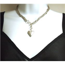 Non-Native Pawn Sterling Silver Hearts Locket Necklace - Henry Dickinson
