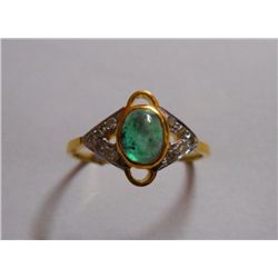 Ring of Diamond 0.14 Ctw,Emerald 0.76 Ctw in 2.084g 18kt Yellow Gold