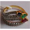 Image 2 : 4.367g Ring in 14kt 4.087g Gold,0.64 Ctw Diamond,0.76 Ctw Ruby,Sapphire and Emerald