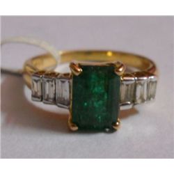 3.433g Ring in 14kt 3.003g Gold,0.38 Ctw Diamond,1.77 Ctw Emerald