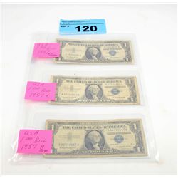 3 early united states reserve 1 dollar bank notes