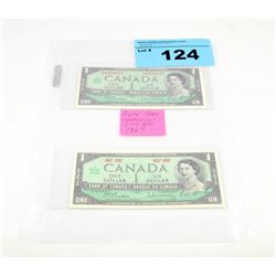 2 royal canadian mint 1 dollar bank notes