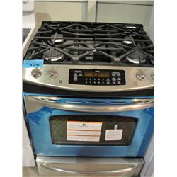 GE stainless steel and black gas stove