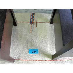 Off white decorative wool area rug runner