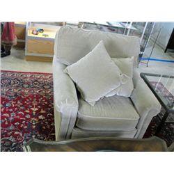 Contemporary green over stuffed living room arm
