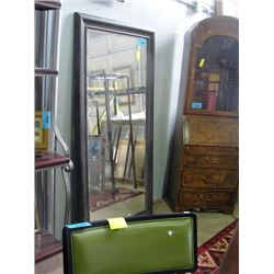 Approx 6F by 2F grey framed bevelled mirror