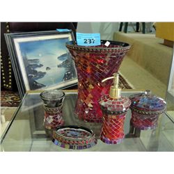 5pc art glass bathroom set