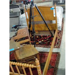 Antique single size maple bed; headboard footboard