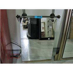 Hanging wall mirror with metal wall mount hanger