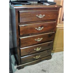 Pine 5 drawer high boy dresser