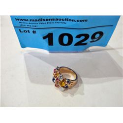 Multi colored rhinestone jeweled ladies ring