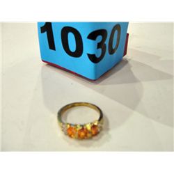 Orange rhinestone jeweled ladies ring
