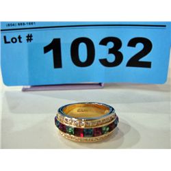 Multi colored rhinestone jeweled ladies ring