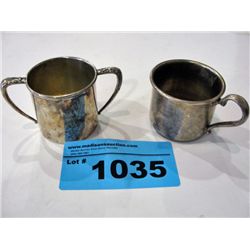 2 silver plate baby cups circa 1930 and 1940