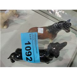 Ceramic dog and ceramic horse figurine
